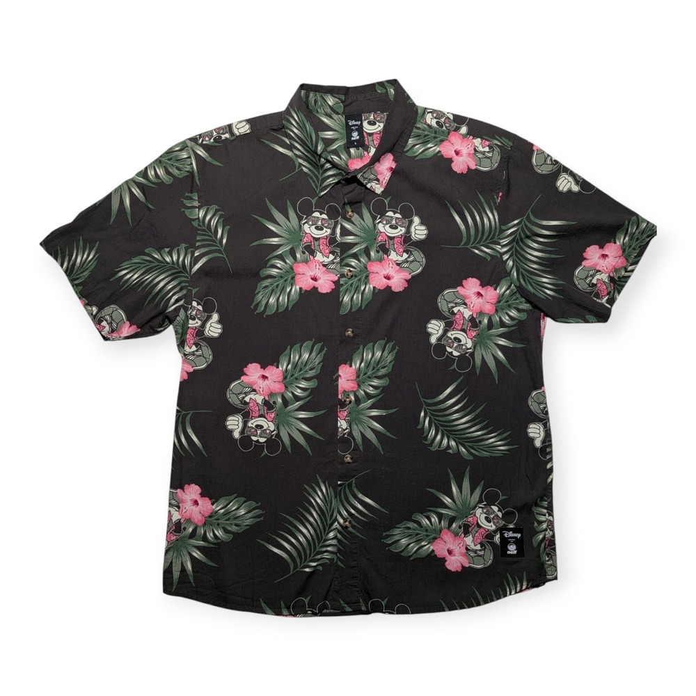 Disney x Neff Mickey Mouse Hawaiian Shirt Tropical‎ Print Short Sleeve Mens L